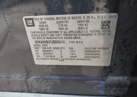 2018 Chevrolet Equinox Ls из США, поврежденный, VIN 3GNAXHEV7JS586314